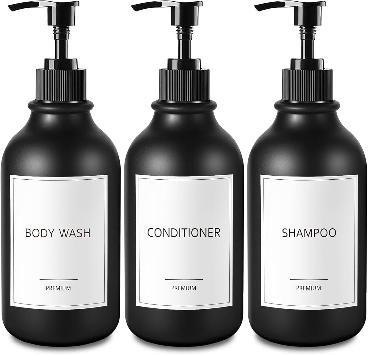 Shampoo and Conditioner Bottles, Plastic Black Shampoo Dispenser