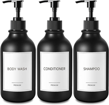 Shampoo and Conditioner Bottles, Plastic Black Shampoo Dispenser