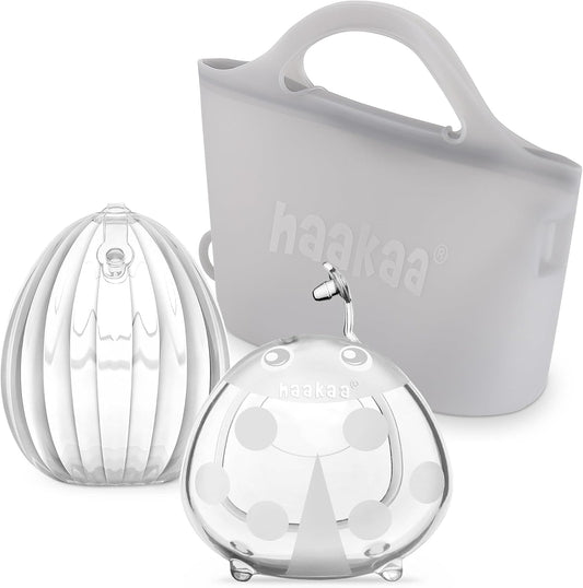 haakaa Milk Collector Set - 75ml Shell Pump, 75ml Milk Collector & 750ml Steriliser Bag