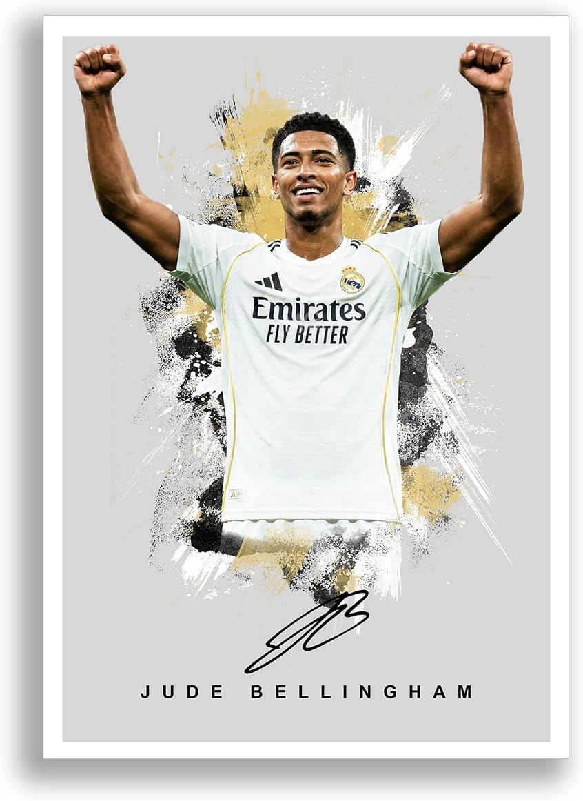 Jude Bellingham Real Madrid Signed Photo Poster A4/A3 Print Picture Display Framed Autograph Memorabilia for Football Fans Gift England ((A4 Unframed) Bellingham Mbappe Vini Jr)