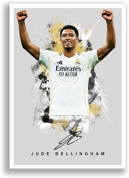 Jude Bellingham Real Madrid Signed Photo Poster A4/A3 Print Picture Display Framed Autograph Memorabilia for Football Fans Gift England ((A4 Unframed) Bellingham Mbappe Vini Jr)