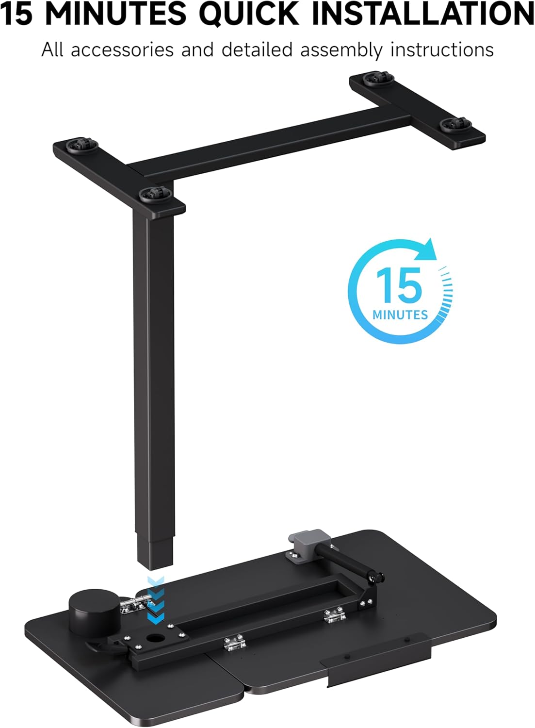 BIZUM Overbed Bedside Table with Hidden Wheels, Adjustable Medical Tilt Top Hospital Bed Table Over The Bed, Rolling Desk Mobile Standing Desk (70x40cm, Black)