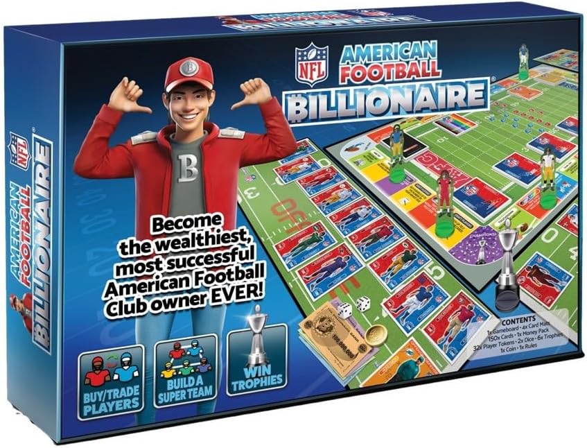 NFL Board Game By Football Billionaire Board Games | Family Board Games for Kids and Adults | Ages 8+ | A Trading & Family Strategy Board Game Game for 2-6 Players