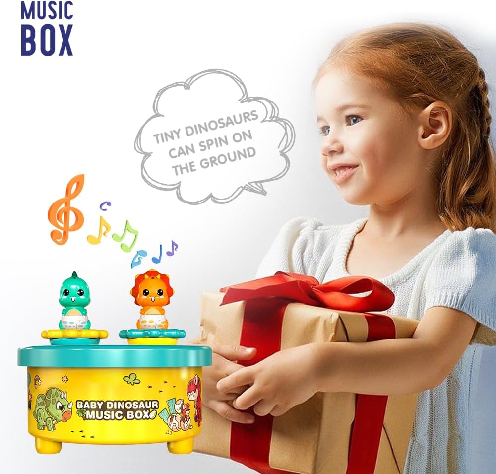 Dinosaur Music Box – Wind-Up Rotating Carousel