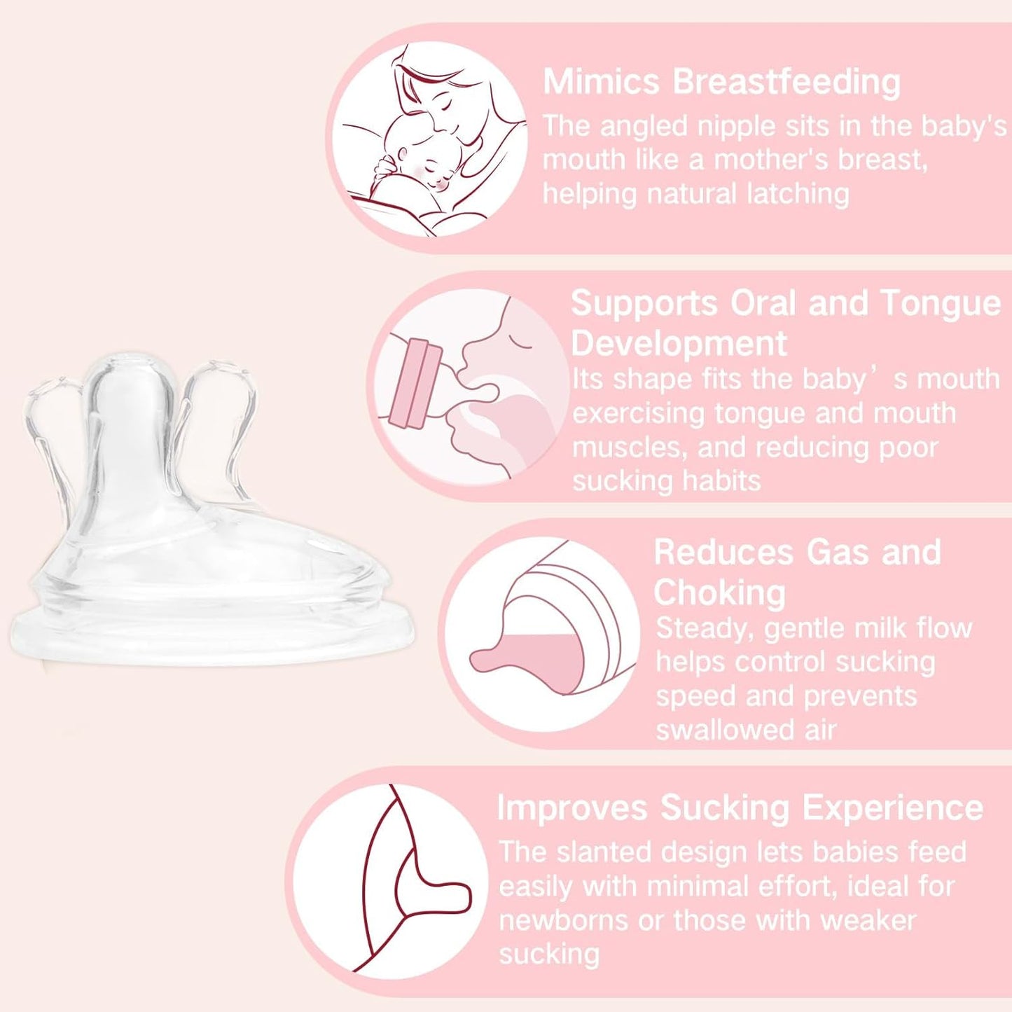 Natural Glass Baby Bottles for Breastfeeding Babies,Newborn Anti-Colic Baby Bottle Set with Slow Flow Nipple,0-3 Months,BPA-Free,6 oz,2 Pack