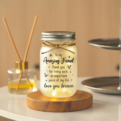 Friendship Gifts for Women, Amazing Friend Mason Jar Night Light [Energy Class G]