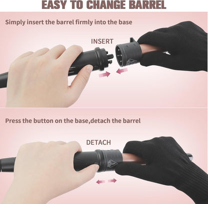 5 in 1 Hair Curler with LCD Display and 5 Interchangeable Ceramic Barrel