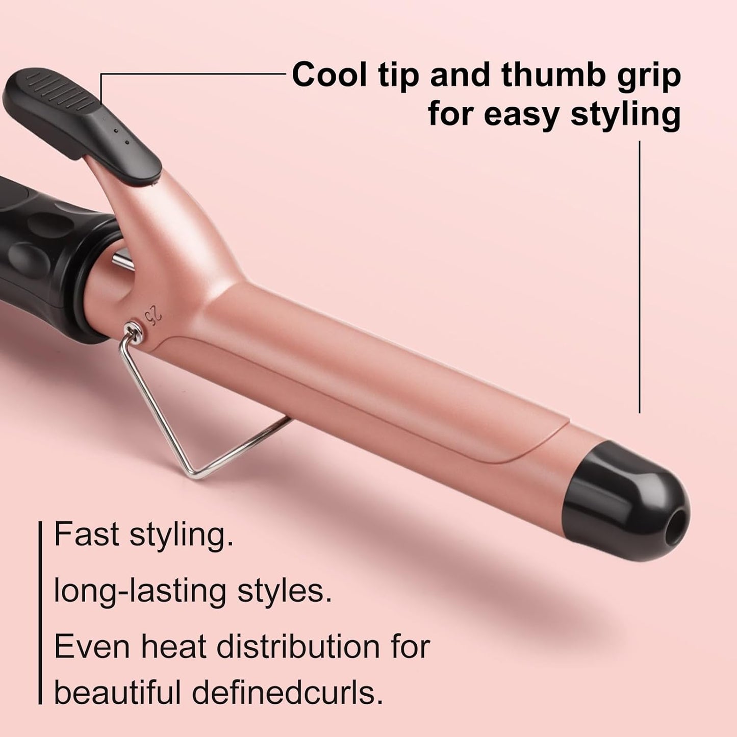 Curling Wand 25mm Hair Curler, Curling Tongs with Clamp