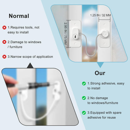 Window Safety Lock, Window Locks for UPVC, Windows Restrictors AOSITE 2Pack No Drill Children Proof Window Locks Self Adhesive, Pet Safety Child Window Safety Locks with Key – Child Security for Home