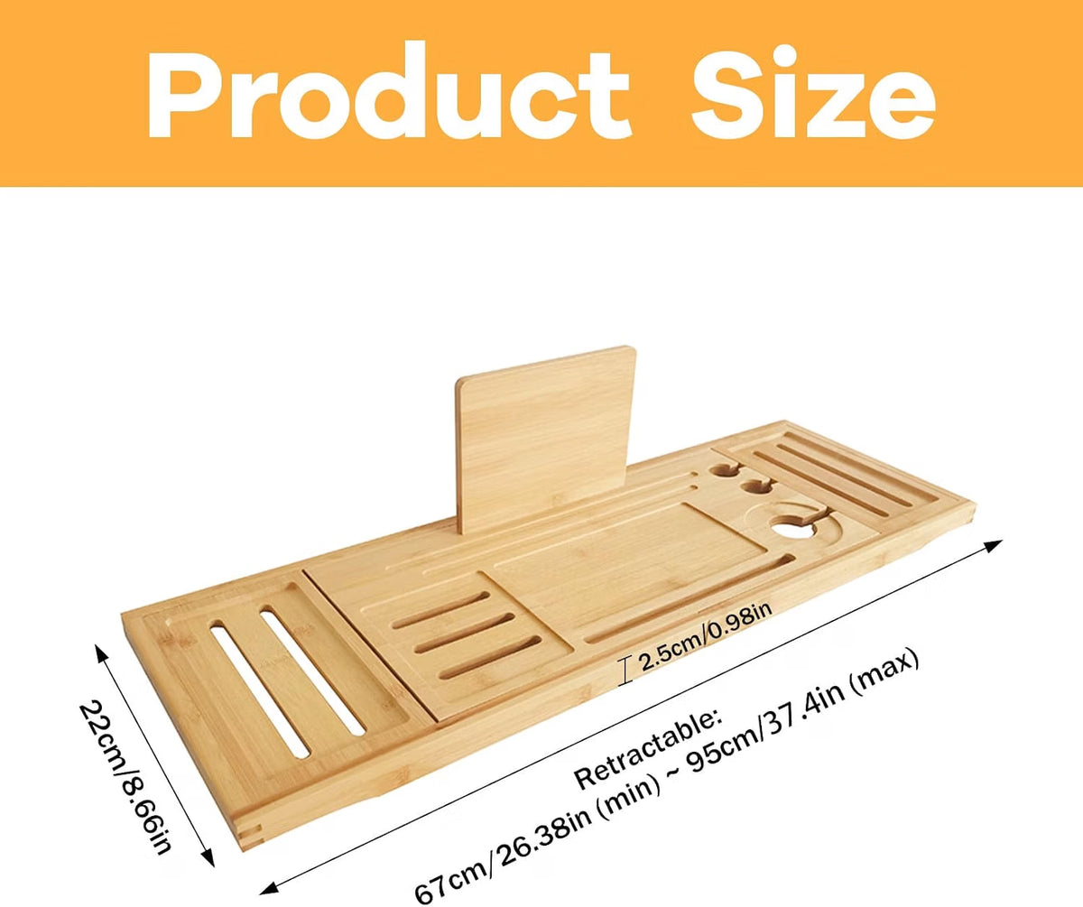 Bath Tray Bath Shelf, Wooden Bath Tray for Across the Tub