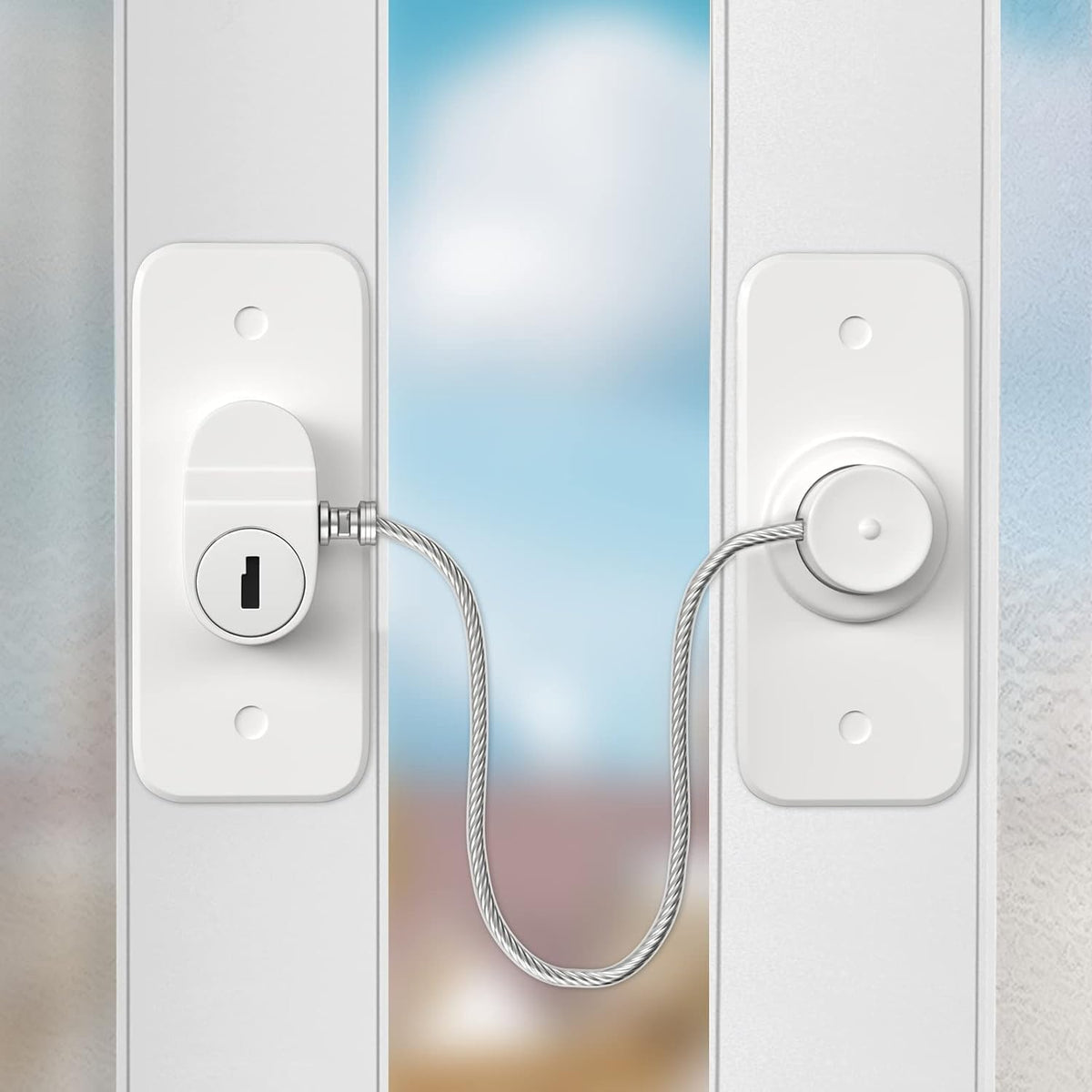 Window Safety Lock, Window Locks for UPVC, Windows Restrictors AOSITE 2Pack No Drill Children Proof Window Locks Self Adhesive, Pet Safety Child Window Safety Locks with Key – Child Security for Home