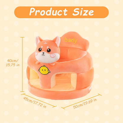 Baby Support Seat with Cute Panda Design, Soft Plush Infant Sitting Chair, 360° Upright Support, Non-Slip Base, Removable & Washable Cover for 3-12 Months Baby's Boys Girls (Fox)