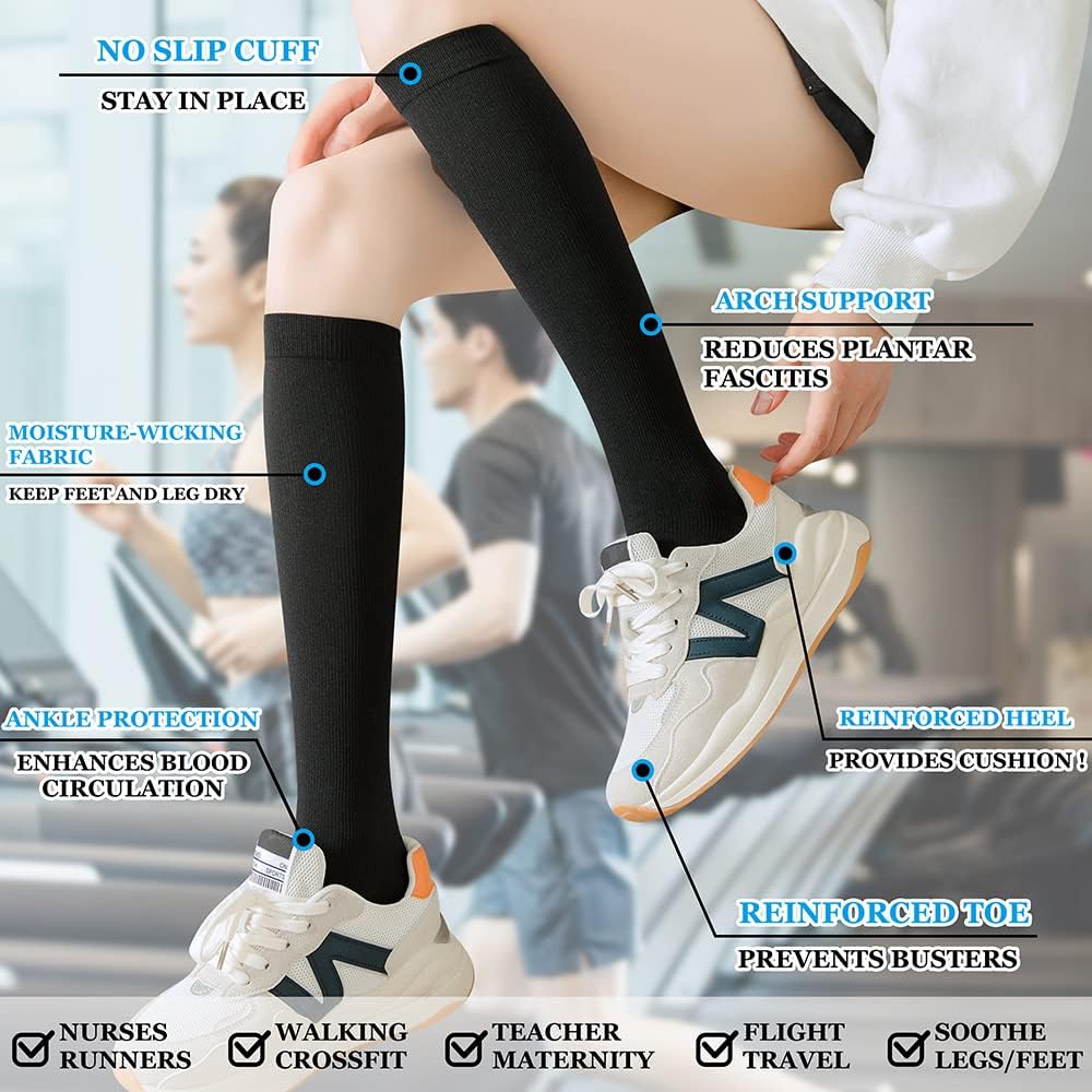 2 Pair Open Toe Medical Compression Socks for Women & Men