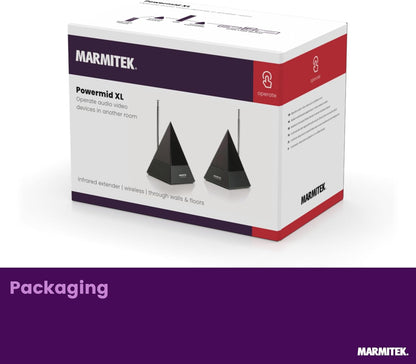 Marmitek Powermid XL - Infrared extender - wireless IR repeater through walls - control devices in another room - plug & play - for TV box receiver stereo