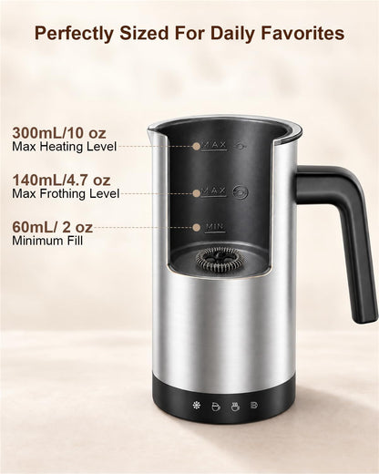 Waterproof Milk Frother&Steamer,90% Frothing Ratio, Auto Shutoff