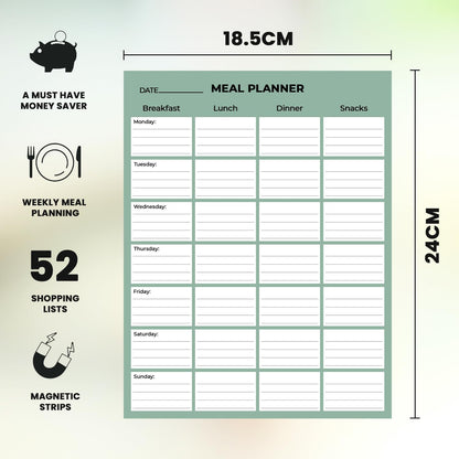Magnetic Weekly Meal Planner Pad Days of The Week 52 Sheets, Scheduler, Task Notes and to Do Lists