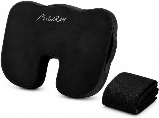 Coccyx Seat Cushion, 50D Memory Foam with 2 Washable Covers