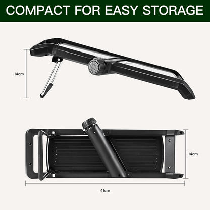 Adjustable Mandoline Vegetable Slicer by Harcas. for Slicing Cutting Food, Fruit, Vegetables, Onions and Potatoes. Mandolin Slicer Julienne Cutter (Black)
