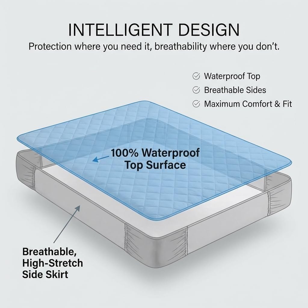 Quilted Waterproof Mattress Protector | 30cm Deep Fitted Single Mattress Cover | Breathable & Soft Quilted Protector (Single - 90x190cm)