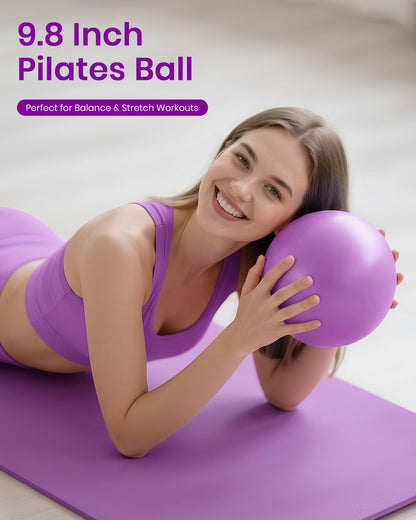 Pilates Ring Set - Fuelion Pilates Kit with 14" Magic Circle Dual Padded Handles,9.8" Mini Ball,3 Resistance Bands(15, 25, 35 lbs),Pump&Workout Guide,Pilates Equipment for Strength,Flexibility,Toning