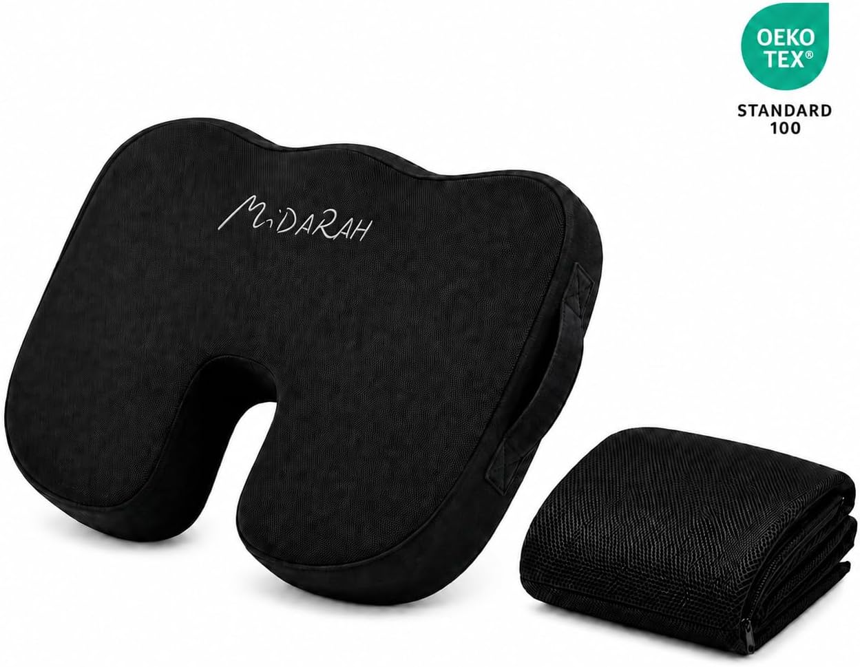 Coccyx Seat Cushion, 50D Memory Foam with 2 Washable Covers
