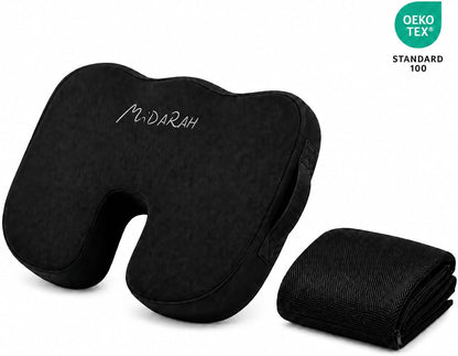 Coccyx Seat Cushion, 50D Memory Foam with 2 Washable Covers