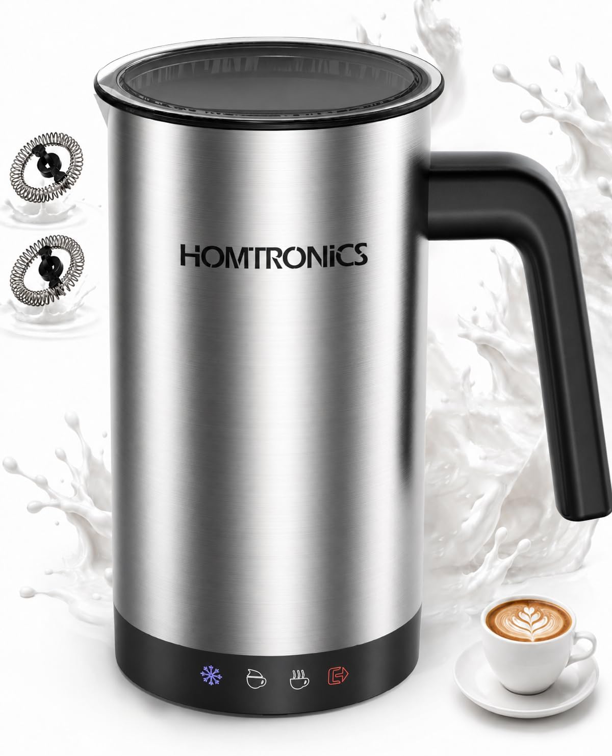 Waterproof Milk Frother&Steamer,90% Frothing Ratio, Auto Shutoff