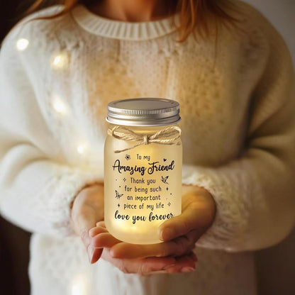 Friendship Gifts for Women, Amazing Friend Mason Jar Night Light [Energy Class G]