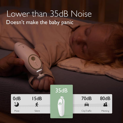 Momcozy Baby Nail File Electric, Gentle Baby Nail Trimmer Electric Rechargeable, Baby Nail Clipper Electric, 360° Fog LED Gentle Light, 7 Grinding Head Replacement Pads