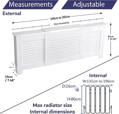 Home Treats Designer White Mdf Adjustable Radiator Cover (Adjustable)