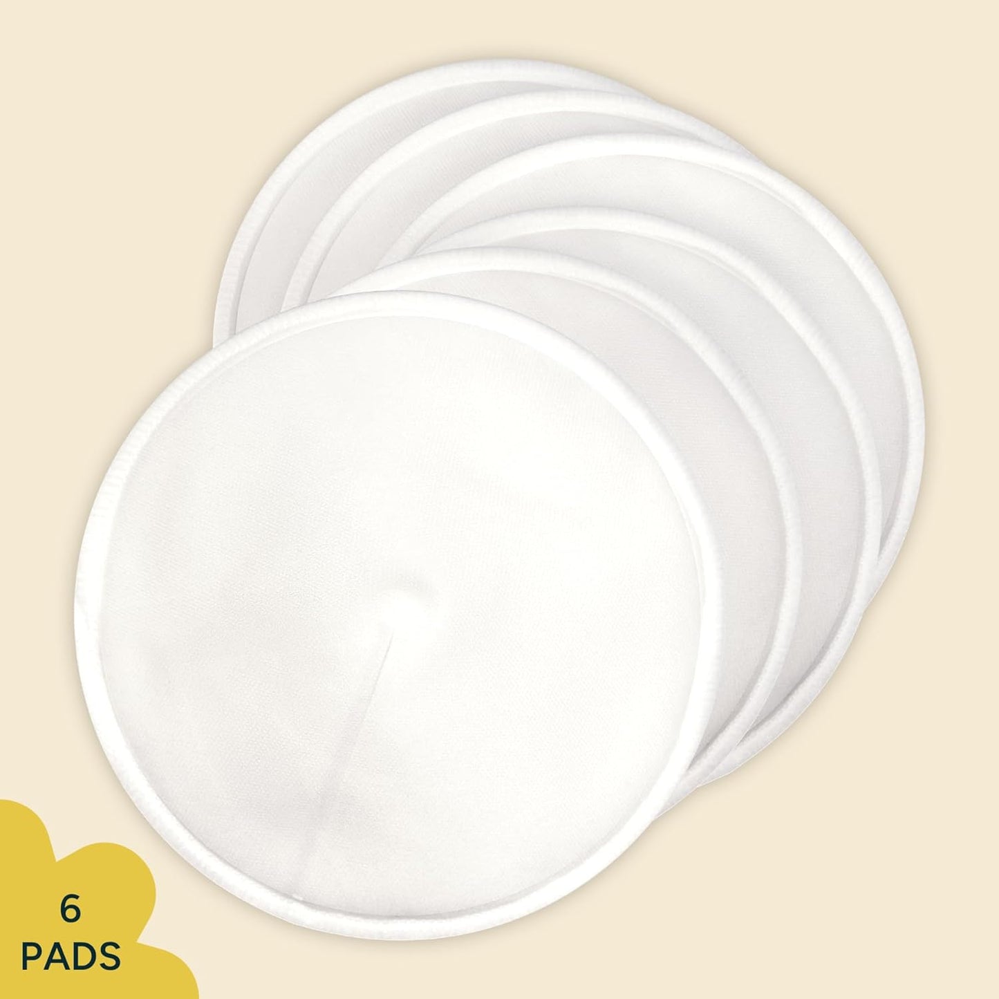 Nintara Baby Reusable Nursing Pads – Soft & Absorbent Breast Pads, Bamboo Viscose Blend, Contoured Fit, Leak-Resistant, Pack of 6 with Laundry Bag