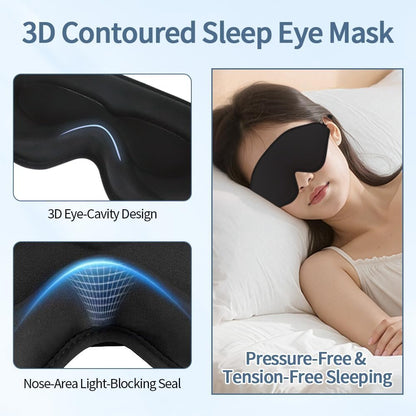 Sleep Mask for Men & Women, Upgraded 3D Contoured Profile Eye Mask (Black)
