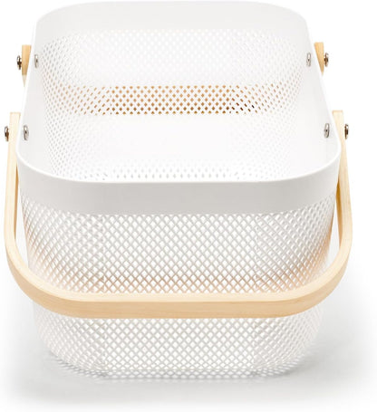EZOWare plastic mesh garden harvest baskets with wooden handles for easy carrying and storage