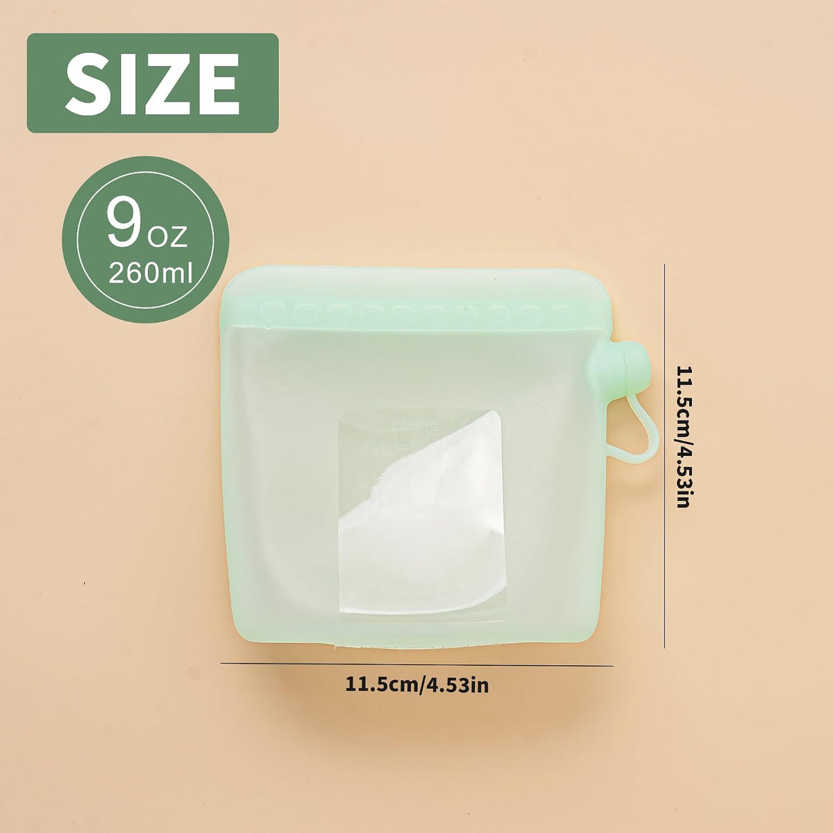Reusable Silicone Breast Milk Storage Bags with Wide Opening, Double-Seal Design, One-Piece, Fridge and Freezer Storable (Green, 7 Packs)