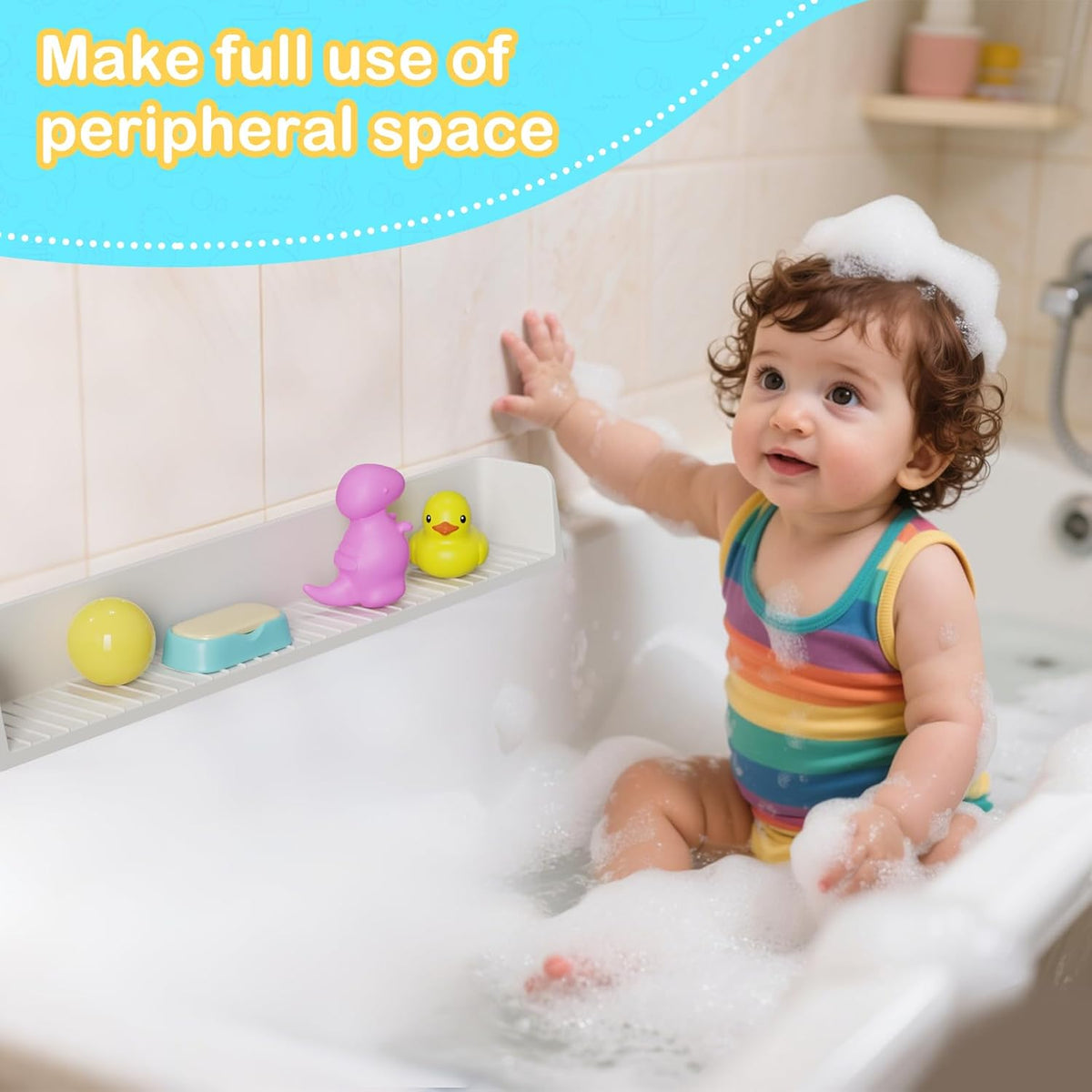LANMOU Bath Splash Guard for Kids, 31.5 Inch, 11 Suction Cups
