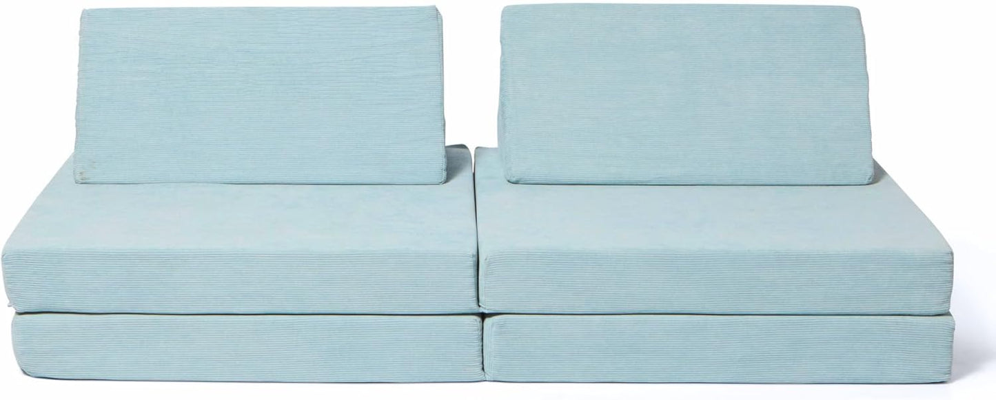 Baby Elegance Lil Elle Kids Sofa Bed Modular 4‑Piece Kids Play Couch, Machine‑Washable Covers | High‑Density Foam & Durable Corduroy Toddler Sofa | EU Safety Certified | Designed in Ireland- Blue