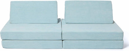 Baby Elegance Lil Elle Kids Sofa Bed Modular 4‑Piece Kids Play Couch, Machine‑Washable Covers | High‑Density Foam & Durable Corduroy Toddler Sofa | EU Safety Certified | Designed in Ireland- Blue