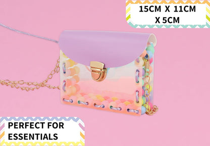 HENBRANDT 3 x DIY Jewellery Bag Craft Kits 3 Assorted Designs - Kids Creative Make Your Own Personalised Accessory Bag Fun Craft Activity Set Children