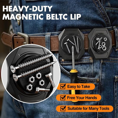 Magnetic Tool Holder – Heavy Duty Magnetic Belt Clip, Clip On Tool Belt for Hammer Screwdriver Wrench Pliers, Scratch-Resistant Rubber Coating, Fits 2 Inch Belt