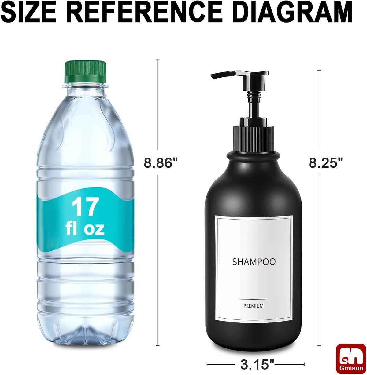 Shampoo and Conditioner Bottles, Plastic Black Shampoo Dispenser