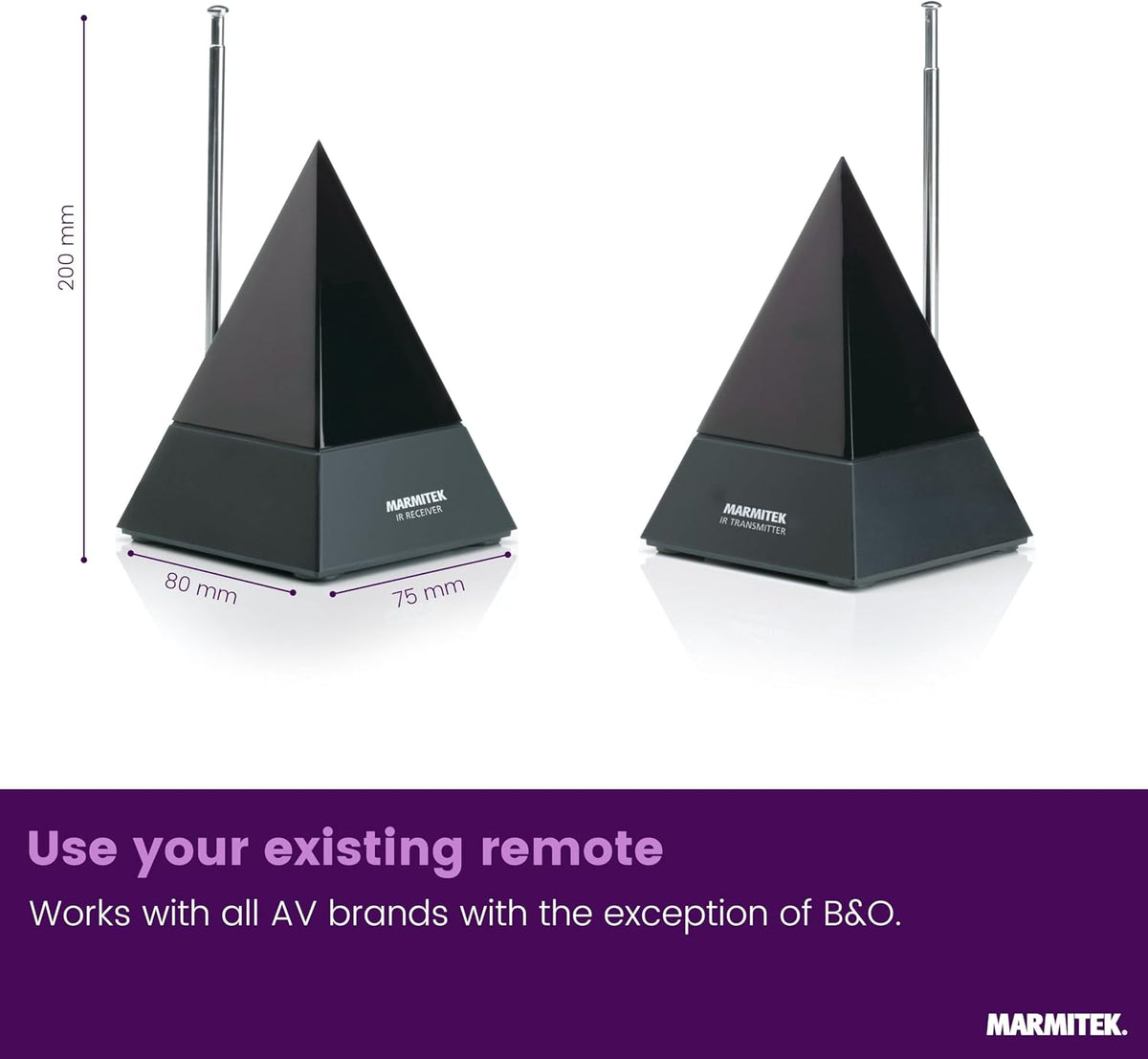 Marmitek Powermid XL - Infrared extender - wireless IR repeater through walls - control devices in another room - plug & play - for TV box receiver stereo