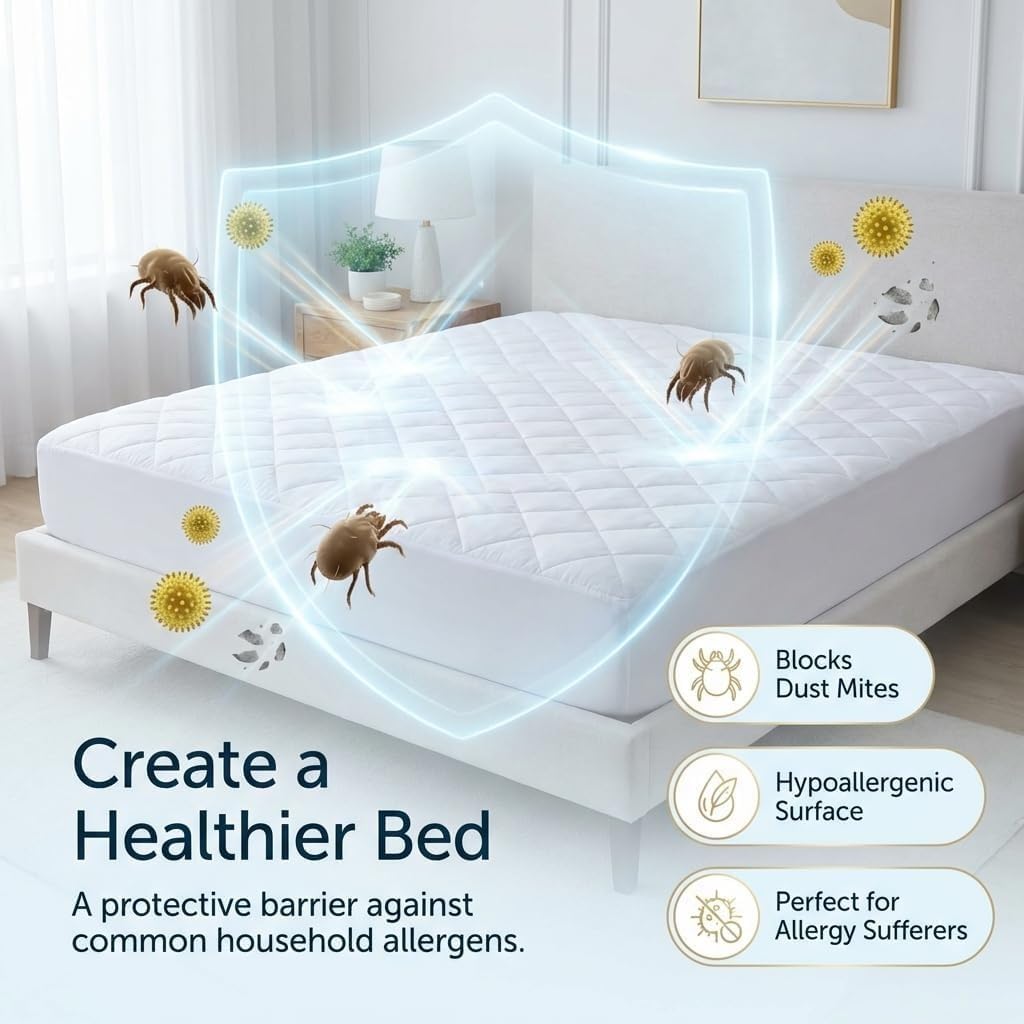 Quilted Waterproof Mattress Protector | 30cm Deep Fitted Single Mattress Cover | Breathable & Soft Quilted Protector (Single - 90x190cm)