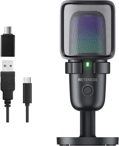 TG201 Gaming Mic, HiFi Sound Quality, Plug and Play, 2 Pickup modes, Compatible with PC