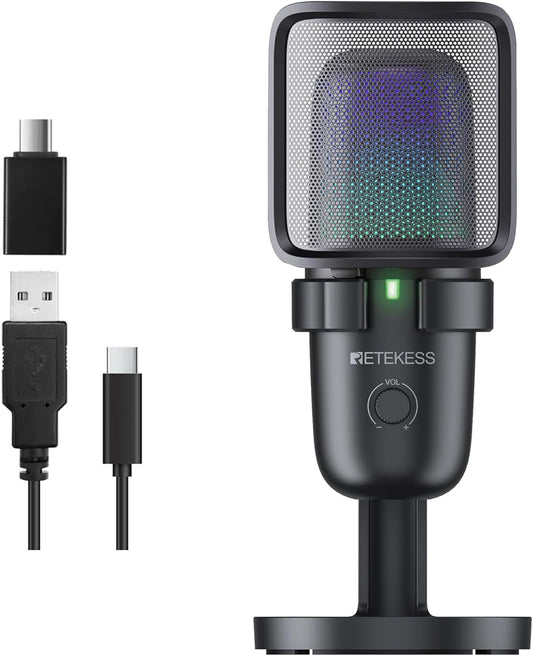 TG201 Gaming Mic, HiFi Sound Quality, Plug and Play, 2 Pickup modes, Compatible with PC