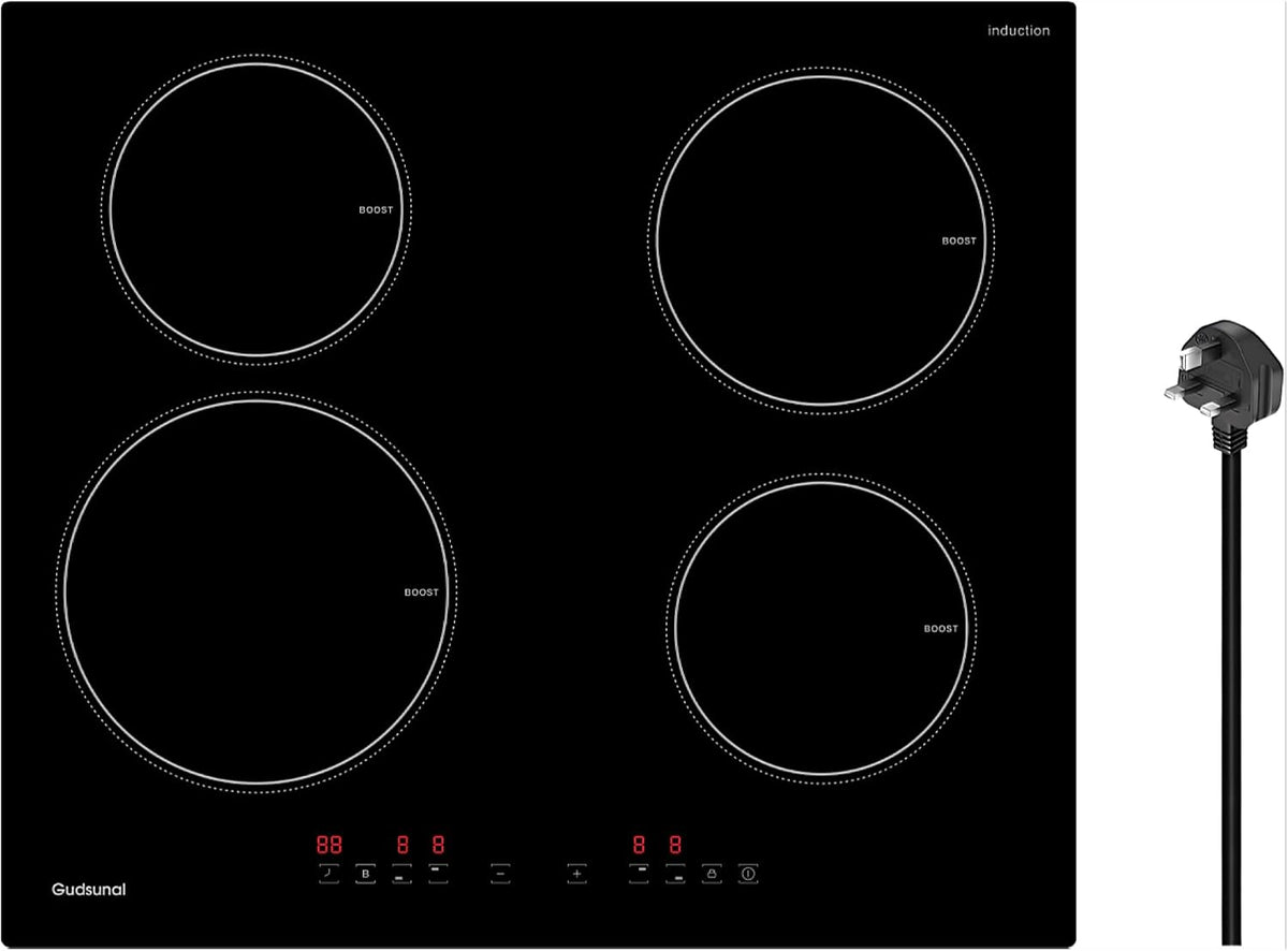 Plug in Induction Hob,4 Zone Electric Hob,Scratch-Resistant Glass