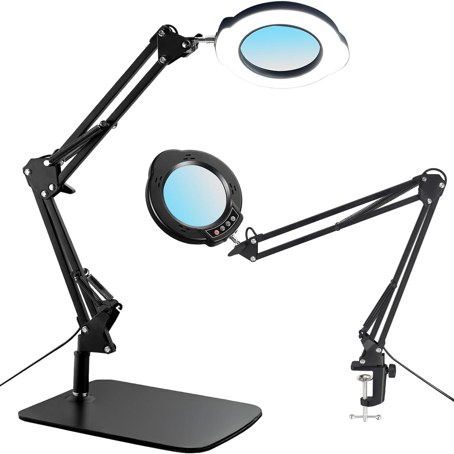 15X Magnifying Glass Desk Lamp with Clamp and Base