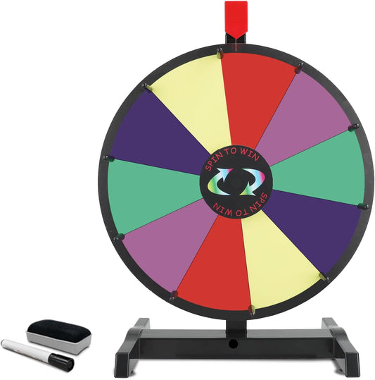 iElyiEsy 15 Inch Tabletop Spinning Prize Wheel with Dry Erase Markers and Erase, 10 Slots Surface Spin the Wheel for Trade Show Carnival Party Pub Fortune Game
