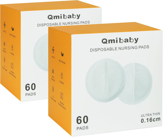 Disposable Nursing Pads, 6-Layer Super Absorbent Breathable Breastfeeding Pads, Ultra-Thin 3D Contour, Leakproof & Hypoallergenic, Individually Wrapped (60 Count) (120 Count)