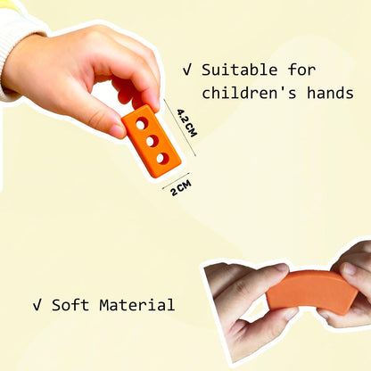 25 Pcs Mini Bricks with 25 Connectors Reusable Silicone Bricks Sensory Toys for Kids Building Construction Play