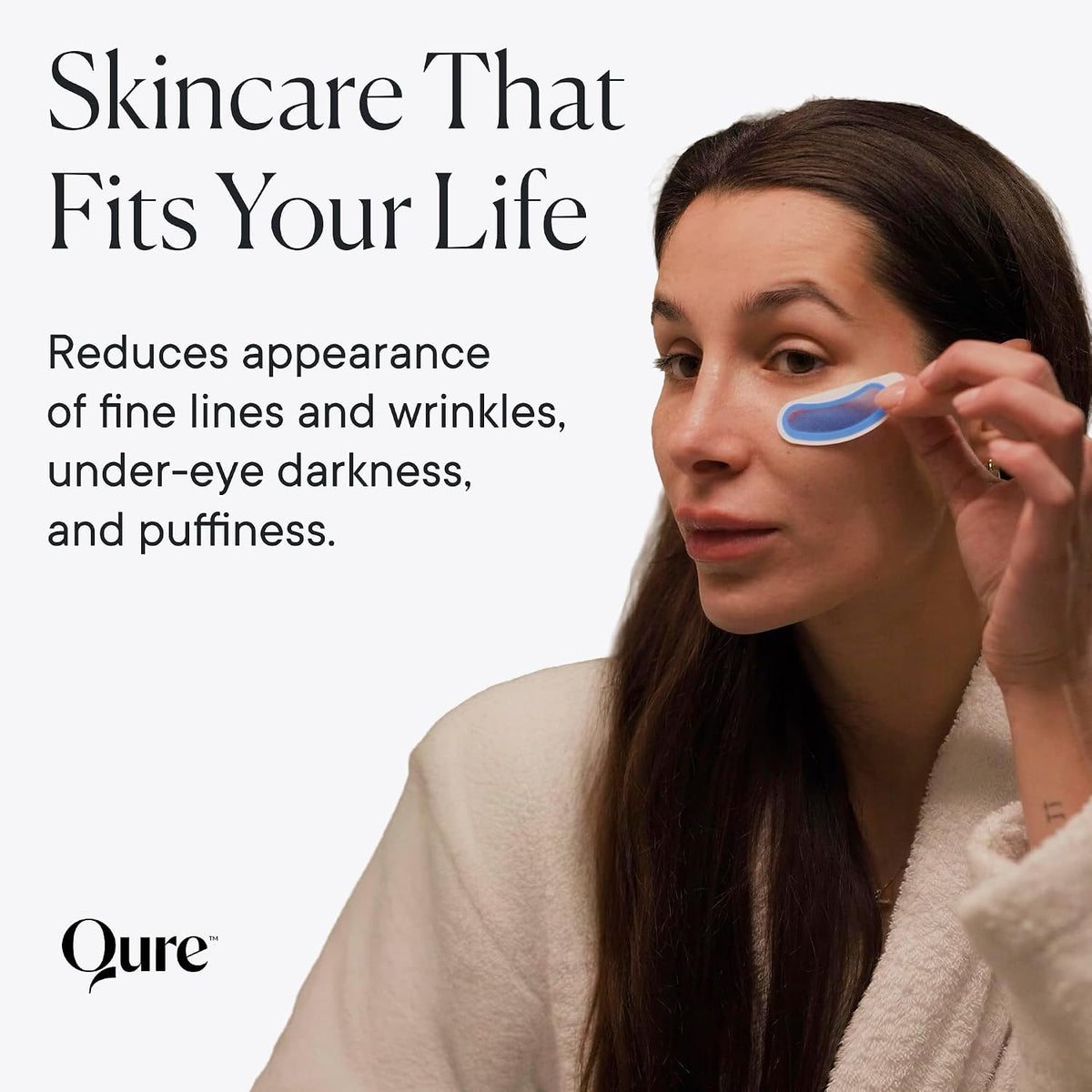 Qure Micro-Infusion Anti Wrinkle Patches for Smile Line, Frown lines, Under Eye Bags, Puffiness, Crow's Feet - Retinol, Caffeine - Dissolvable for Overnight Use - 8 Pairs